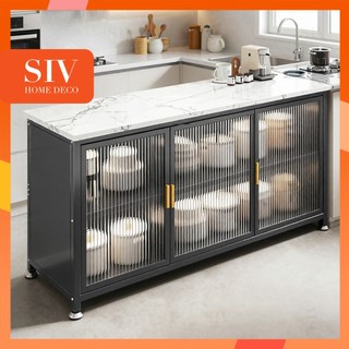 【Slate Tabletop】SIV Kitchen Island Cabinet Metal Pantry Display Cabinet For Microwave Living Room