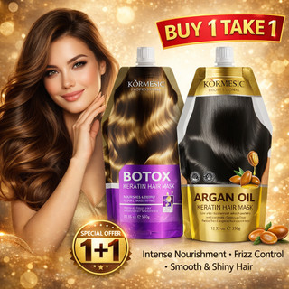 BUY 1 TAKE 1 Kormesic Keratin Hair Mask Set – Argan Oil & Botox Repair for Smooth, Shiny Hair