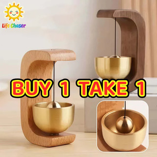 Japanese Style Self-adhesive Wood Doorbell Magnetic Brass Home Door Wooden Wind Chimes Decor