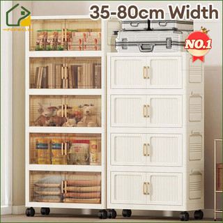 PoP 35-80cm Foldable Storage Cabinet With Wheels Durabox Plastic Wardrobe Kitchen Cabinet Organizer