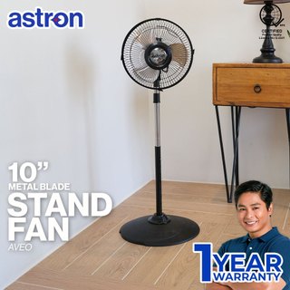 Astron AVEO Stand Fan with 10" Metal Blade - Black | Electric Fan | Compact Design | Industrial