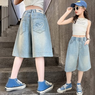 Denim Shorts for Kids Girl 5-16 Yrs Straight Leg Loose Fit Summer Hot Pants New Fahion Casual Shorts