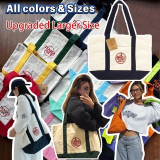 TRADER JOE’S CANVAS LARGE Mini Pocket Tote Bag From US Has two pockets embroidery All Colors 4PHL
