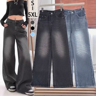 Plus Size Korean Baggy pants Wide leg pants for women High waist Pants Retro Pants Jeans For women