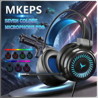 Wired Headphones With Mic Gaming Headset Noise Canceling With RGB For PC Laptop Computer Headphone