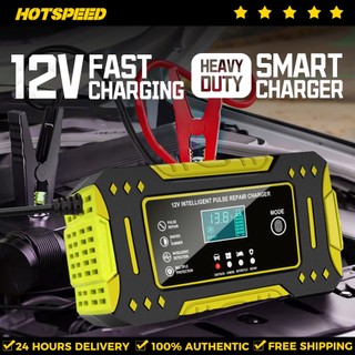 HOTSPEED Car Battery Charger For Motorcycle Heavy Duty Full Automatic 12V 6A Fast Charging Display