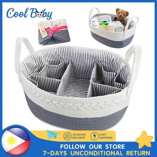Baby Diaper Organizer Bag Woven Cotton Caddy Bag Multipurpose Bag Category placement Basket