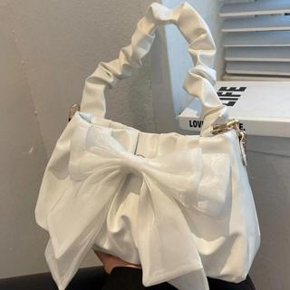 Cute Kawaii Bow Decorated Ruffle Bag Fashion Casual Chain Crossbody Bag One Shoulder Underarm Bag