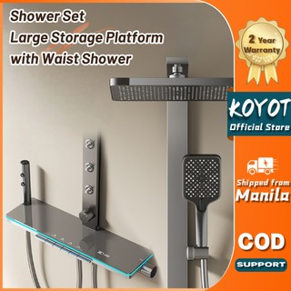 KOYOT Ambient Light Large Storage Platform Shower Set with Waist Shower Faucet Hot and Cold Shower