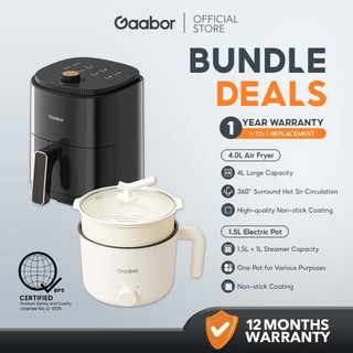 [Bundle]Gaabor 4L Air Fryer and 1.5L Rice Cooker With Steamer Two Levels