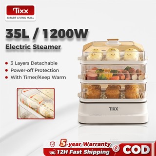 Tixx 3-layer Electric Steamer 35L Large Capacity for Siomai Food Steamer for Business 1200W Power