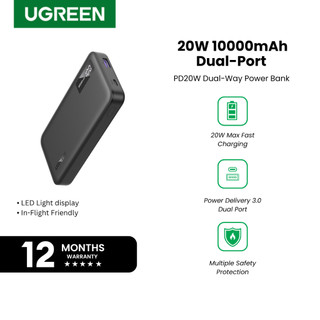 UGREEN 10000mAh Mini Power Bank 20W USB-C/USB-A PD/QC Fast Charging for iPhone, Samsung, Laptop
