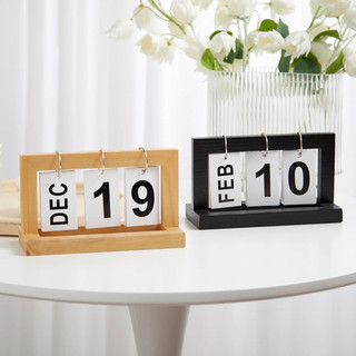 Calendar Nordic Style Creative Desktop Living Room Office Flip Reusable Wooden Calendar Decoration