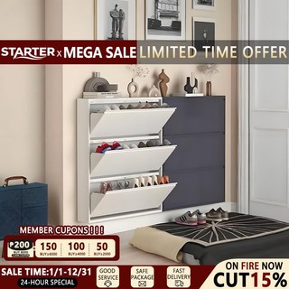STARTER Ultra-Thin Flip Shoe Cabinet Small Entrance Shoe CabinetLarge Capacity Metal Shoe Rack