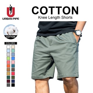 URBAN PIPE Shorts For Men Plain Knee Length Cotton Walking Summer Fashion Black Korean Short 7212