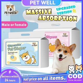 PETWELL 12 Pcs Disposable Pet Diaper Female/Male Absorbent Quick Diapers XXS XS S M L XL