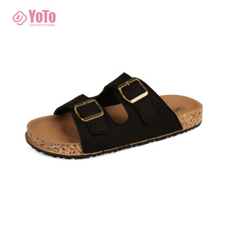 YOTO Boken Sandals For Women New Two-Strap Thick Soled Soft Casual Indoor Outdoor Lazy Shoes