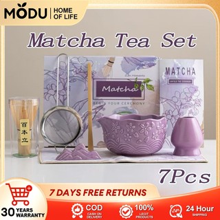 7pcs Matcha Gift Set Bamboo Matcha Whisk Spoon Ceramic Matcha Japanese Tea Sets Bowl SH091