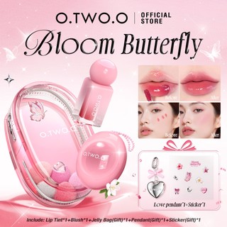 【Shine for 9 Years!】O.TWO.O Bloom Butterfly Jelly Set Blush Mud+Kissproof Lip Tint Soft-Focus Effect