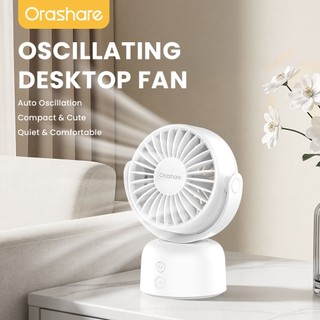 Orashare DF12 Small Desk Fan Auto Oscillating 3 Speed Strong Wind Rechargeable Silent Desktop Fan