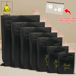 THANK YOU plastic bag makapal 97~100 pcs per pack for gift/bussiness all black kelly