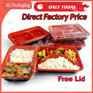 [25/50pcs] Disposable Bento Box Food Container Microwave Safe (2/3/4/5 Compartments) Takeout Tray