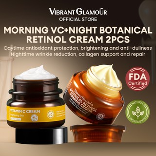VIBRANT GLAMOUR Day & Night Cream 2PCS VC Antioxidant Brightening × Botanical Retinol Repair 30g+30g
