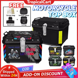 Free Shipping 400KG Load Capacity 50/55/60L Motorcycle Top Box  Back Top Cases Accessories Tail Box