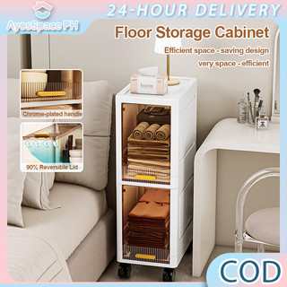 Slim Plastic Gap Storage Cabinet  Multi-tier Cabinet  With Wheels Slim Foldable Bathroom Organizer