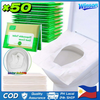 50PCS Flushable Disposable Toilet Seat Covers Portable Soluble Water Paper Toilet Seat for Travel