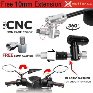 【Free 10mm Extension】2PCS CNC 360 Side Mirror for Motorcycle Side Mirror Folding Mechanism Universal