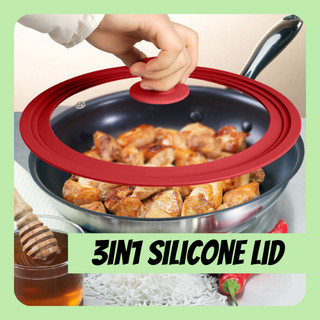 3in1 Silicone Glass Lid Heat Resistant Kitchen Round Lid Multifunctional