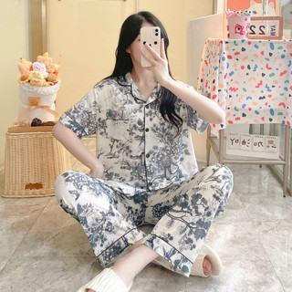 new korean pajama for women short sleeve sleepwear lapel homewear nightwear