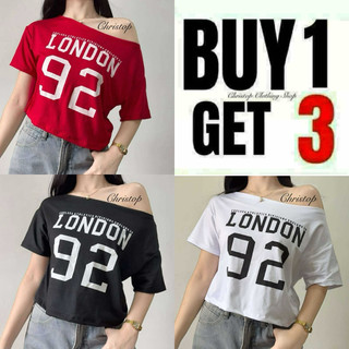 BUY 1 GET 3 (TOTAL 3PCS) ANA LONDON 92 TWO-WAY SILK SCREEN PRINT CASUAL CROPTOP COTTON WOMENSWEAR