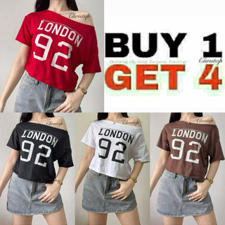 BUY 1 GET 4 (TOTAL 4) ANA LONDON 92 TWO-WAY SILK SCREEN PRINT CASUAL CROPTOP COTTON WOMENSWEAR