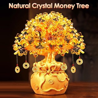 Feng Shui Crystal Money Tree Lucky Tree Money Bag Tree Bonsai Wealth Home Decor Craft Luxury Gift