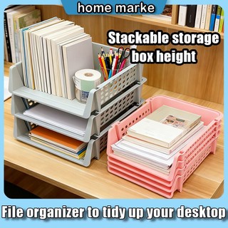 Three-tier minimalist desktop file organizer/shopping basket, creative foldable office storage.