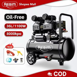 REAIM Air Compressor Heavy Duty Portable Silent Type Oil-free Professional Power Tools 1100W
