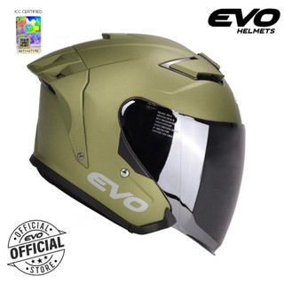 EVO TR-X Plain Half Face Dual Visor Motorcycle Helmet With Free Clear Lens