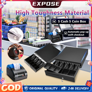 EXPOSE cash drawer with lock 4 Bill 5 Coin Cash Tray Removable Coin Compartment for Small Businesses