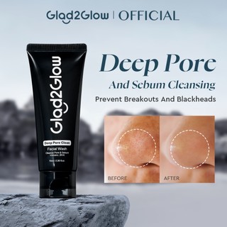 Glad2Glow Volcanic Soil + BHA Deep Pore Cleansing Facial Wash Cleanse Gently Exfoliating oil control