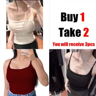 Buy 1 Take 2 (Total of 3) Padded Double Lining Freesize Casual Summer Sexy Hot Girl Swear Comfy Top