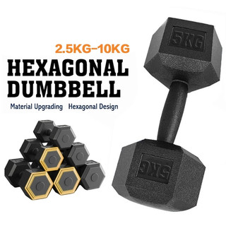 Hex Dumbbell Set for Men 2KG-10KG Black PVC Iron Sand Mixture Ideal for Muscle Building Heavy-Duty W