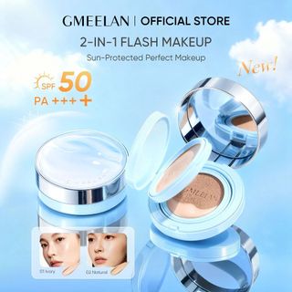 【SPF50】GMEELAN Sunscreen Cushion Foundation With Setting Powder SPF50 PA++++ Full Coverage Matte