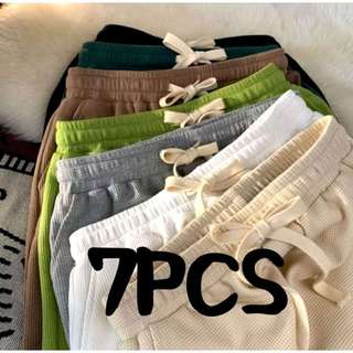 Buy 1 Get 7 Pcs Waffle Summer Loose Casual Shorts For Men