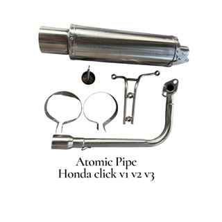 Atomic Power Pipe for Honda Click V1V2V3( Fullset 28mm elbow & Canister)