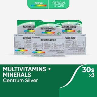Centrum Silver Advance 30s x3 Multivitamins + Minerals for 50+ Healthy Heart, Eyes; Energy, Immunity
