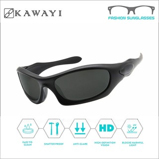 KAWAYI Sport Sunglasses UV400 Impact Resistant Eyewear for Driving Cycling Men Curved Design