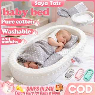 Portable Baby Bed Cotton Baby Nest with Baby Pillow Removable Newborn Bed Set for Baby