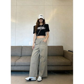 High-Waist Women'S S-3XL Wide-Leg Casual Straight-Leg Pants with Button Closure Loose Fit for Summer